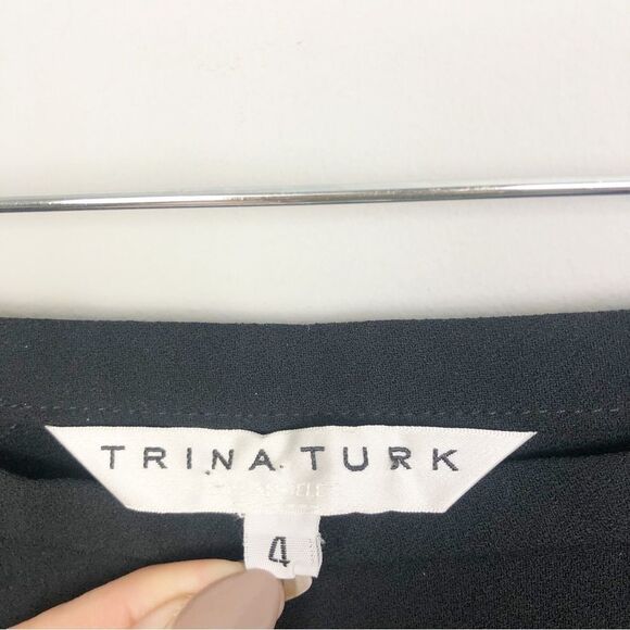 TRINA TURK | Solid Black Wide Leg Dress Pants Side Zipper Women’s Size 4 - Picture 4 of 8